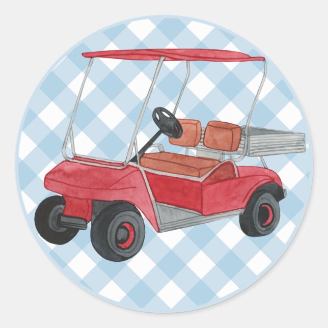 Adesivo Golf Cart Xadrez Blue White Preppy Country Club (Frente)