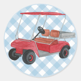 Adesivo Golf Cart Xadrez Blue White Preppy Country Club