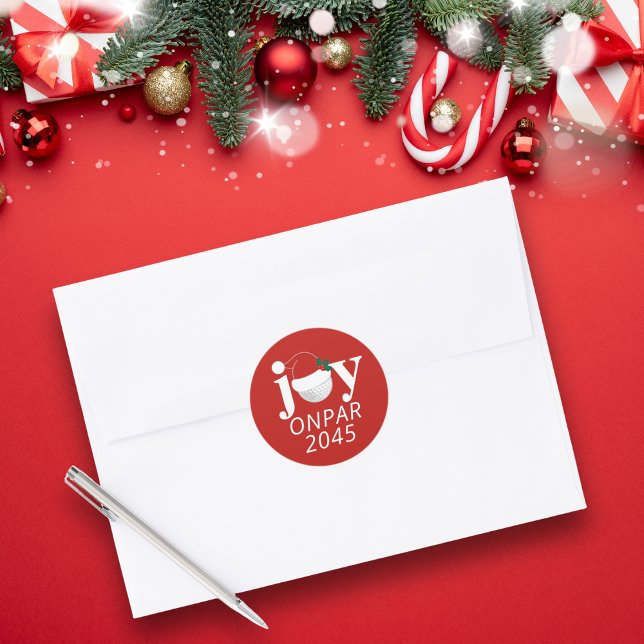 Adesivo Golf Christmas Holiday Joy Sticker Modern Red (Sleek holiday sticker, perfect for envelopes 🎄
Add your club name, event, or year.)