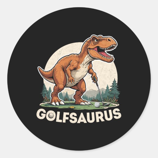 Adesivo Golf Dinosaur Golfer T-rex Jogando Golf Dino Golfi (Frente)