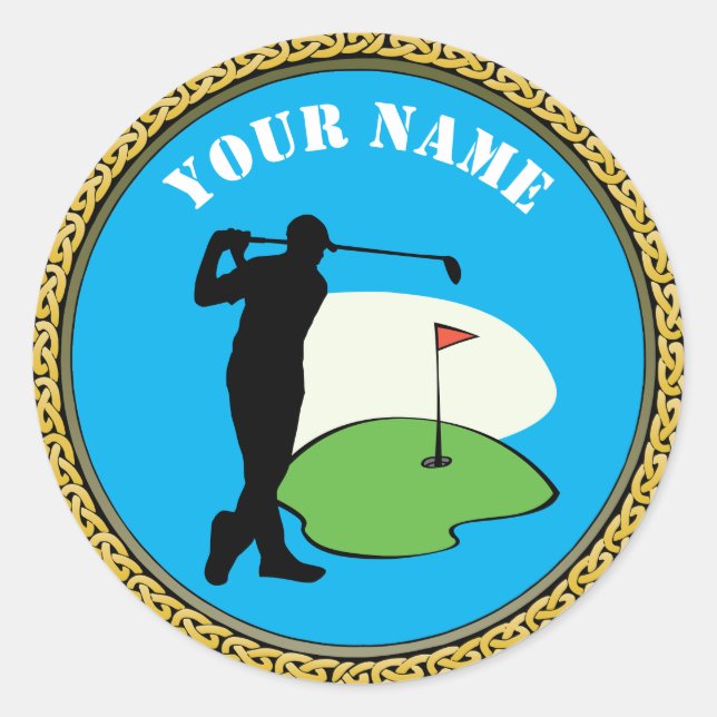 Adesivo Golf do Sticker - Adicionar Nome - Golfer (Frente)