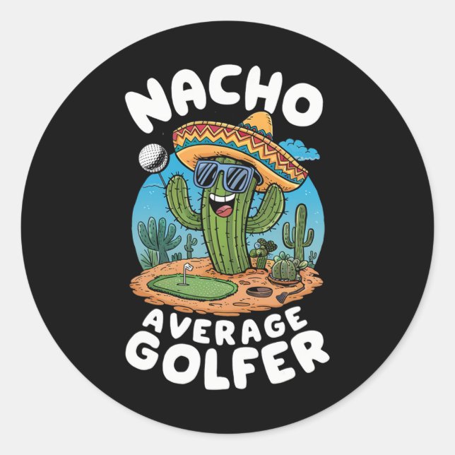 Adesivo Golf Nacho Média Golfer Cactus Brincando (Frente)