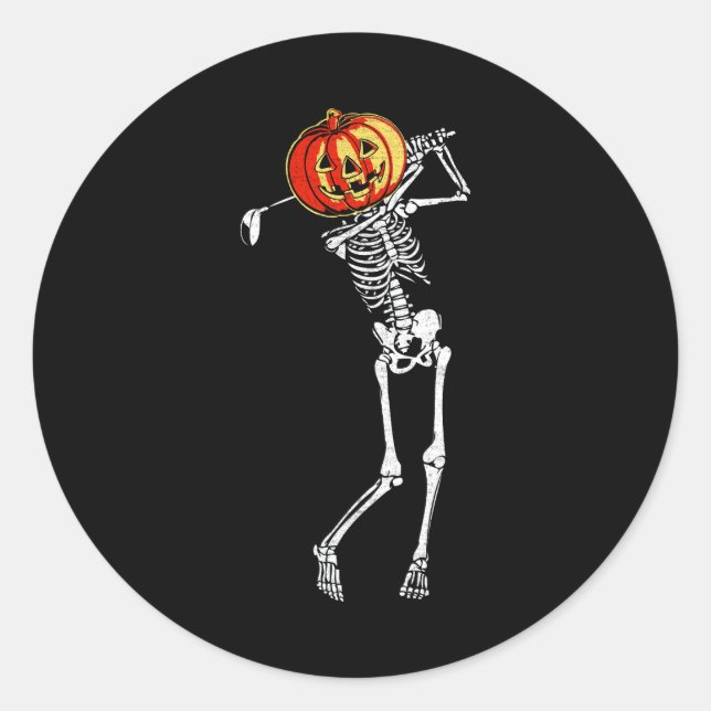 Adesivo Golf Skeleton Pumpkin Halloween Costume Golfer Spo (Frente)