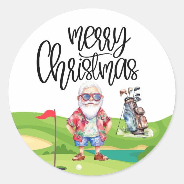 Adesivo Golf Summer Christmas com Papai Noel na bandeira (Frente)
