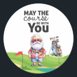 Adesivo Golf Summer Christmas com Papai Noel na bandeira<br><div class="desc">Golf Summer Christmas em julho com Papai Noel na bandeira Classic Round Sticker Gifts for Coach,  Instrutor,  professor,  amigos,  mãe,  pai,  namorada/namorado,  colega de trabalho,  anfitriã,  vizinha,  ele/ela,  casais,  avós,  chefe,  filhos,  melhor amigo,  família,  sogros,  esquadrão,  equipe, </div>