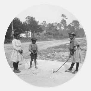 Adesivo Golfe c1905 das crianças do afro-americano de
