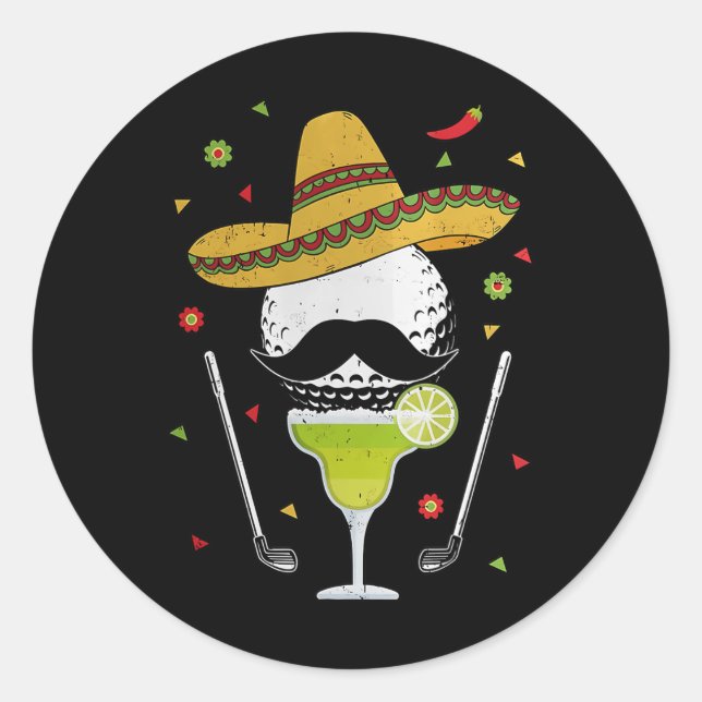 Adesivo Golfe Cinco De Mayo Com Sombrero E Margarita (Frente)