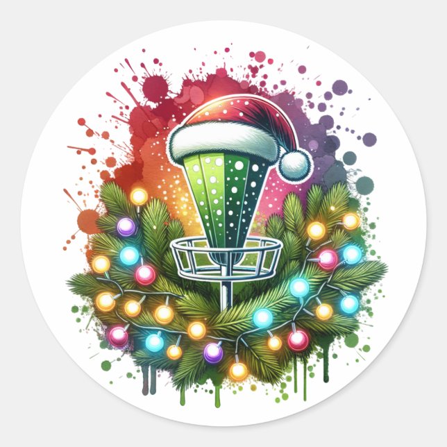 Adesivo Golfe de Disco de Cores Aquáticas durante o Natal (Frente)