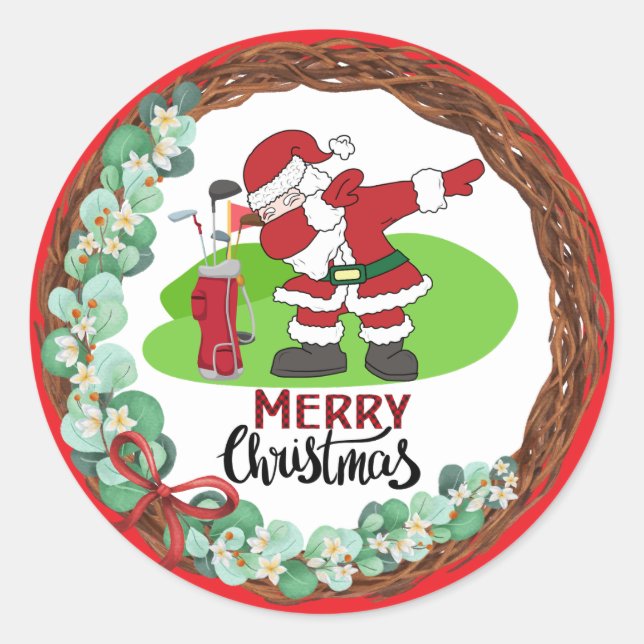 Adesivo Golfe Feliz Natal com golfe de Papai Noel (Frente)