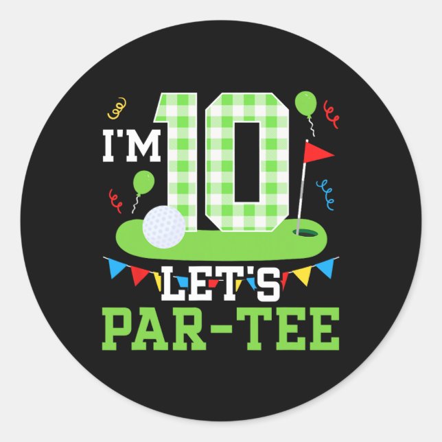 Adesivo Golfe Festa de aniversário 10 - Golfe 10 anos (Frente)