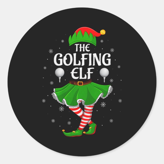 Adesivo Golfing Elf Christmas Family Girls Women Elf Squad (Frente)