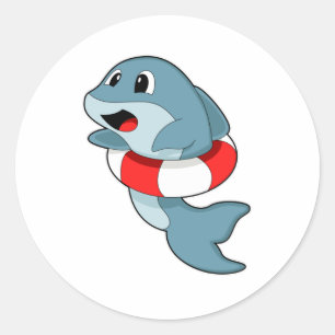 Adesivo Golfinho a Nadar com anel de Natação