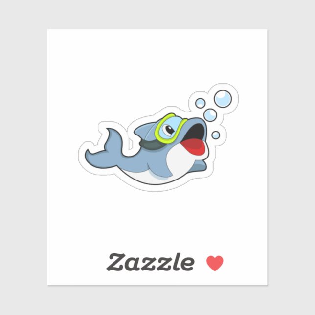 Adesivo Golfinho ao mergulho com bolhas de água.PNG (Folha)