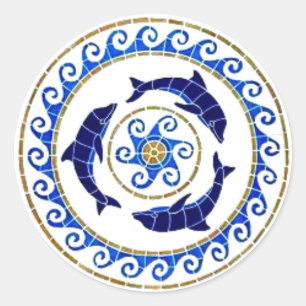 Adesivo Golfinho - Azulejo de mosaico