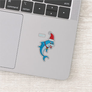 Adesivo Golfinho bonito com desenho animado de Papai Noel