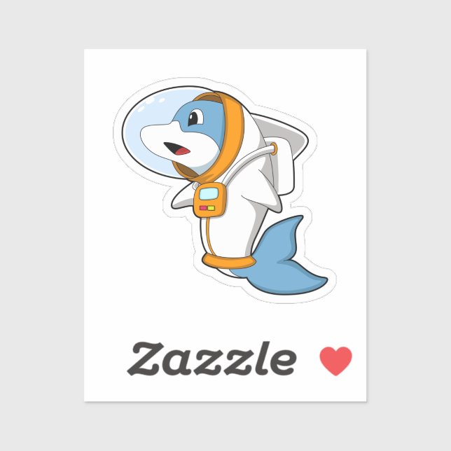 Adesivo Golfinho como astronauta com fantasia (Folha)