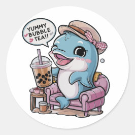 Adesivo Golfinho de Cartoon Adorável: Cozy, Kawaii Vibes