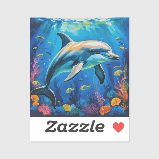 Adesivo Golfinho de Pintura de Petróleo (Folha)