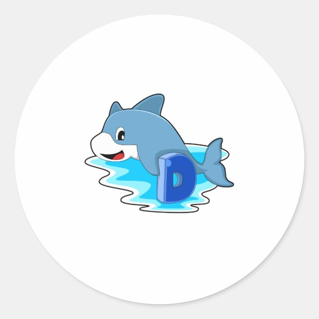 Adesivo Golfinho Nadando com Letra (Frente)