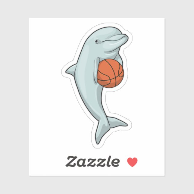 Adesivo Golfinho nos Esportes de Basquete (Folha)