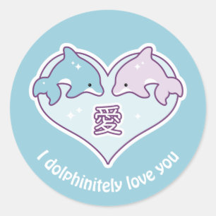 Adesivo Golfinhos do amor de Kawaii