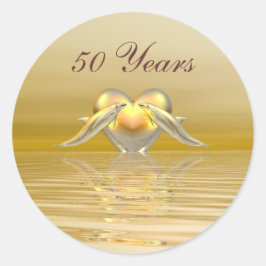 Adesivo Golfinhos e Coração do Aniversário do ouro