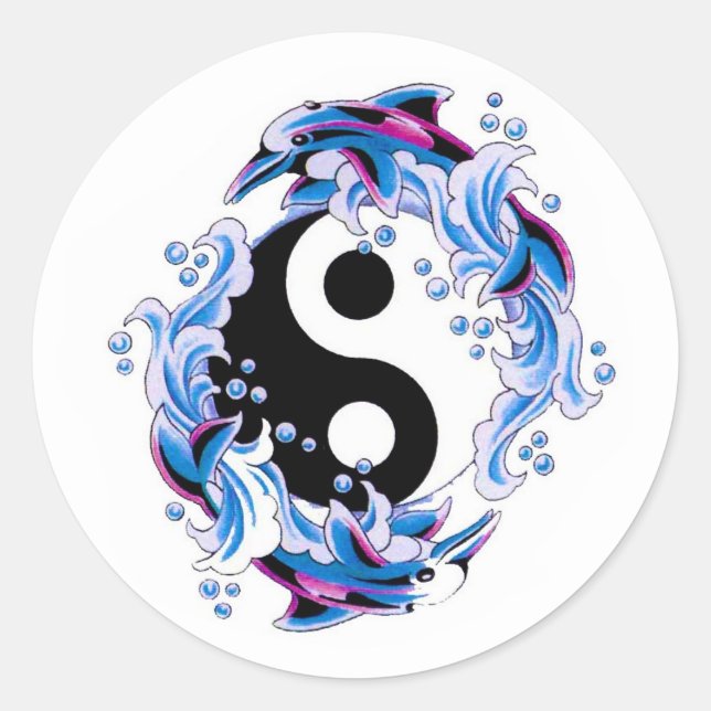 Adesivo Golfinhos legal de Yin Yang do símbolo do tatuagem (Frente)