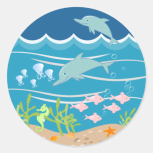 Adesivo Golfinhos nadando sob o mar
