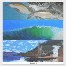 Golfinhos, ondas, Victoria Beach, torre Laguna