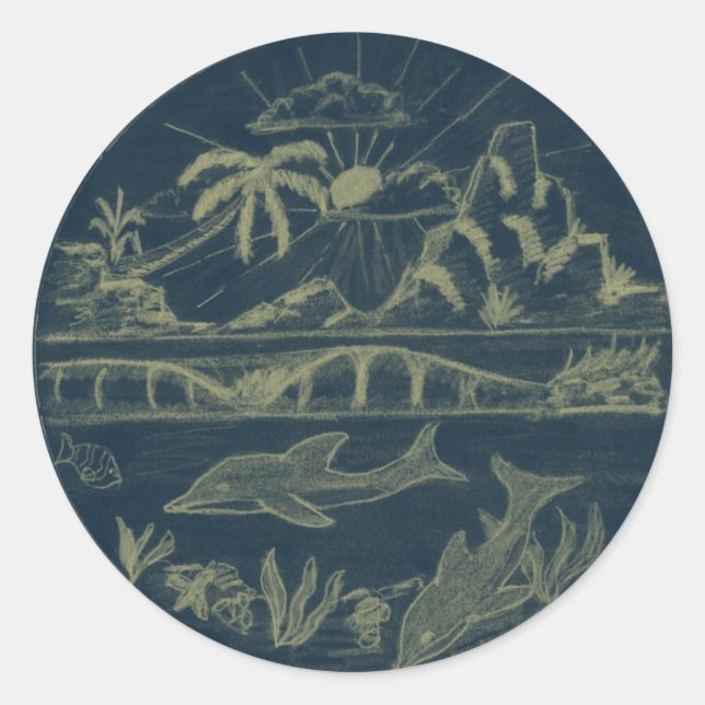 Adesivo Golfinhos Tropicais (Frente)