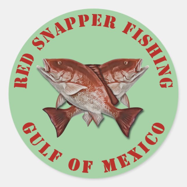 Adesivo Golfo de Pesca do Snapper Vermelho do México (Frente)