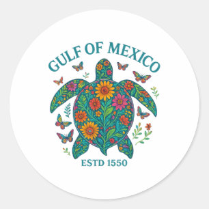Adesivo Golfo Retro Do México Est 1550 Turtle Floral Boho 