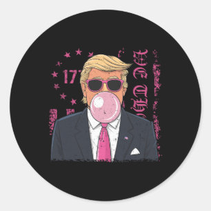 Adesivo Goma de Mascar Trump Divertida Rosa Retro Bandeira
