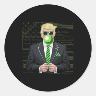 Adesivo Goma de Mascar Trump Engraçada Verde Bandeira EUA 