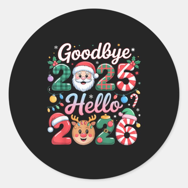 Adesivo Goodbye 2025 Hello 2026 Christmas New Year Gift  (Frente)