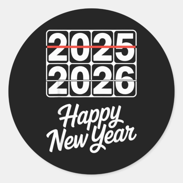 Adesivo Goodbye 2025 Hello 2026 Clock Happy New Year Party (Frente)