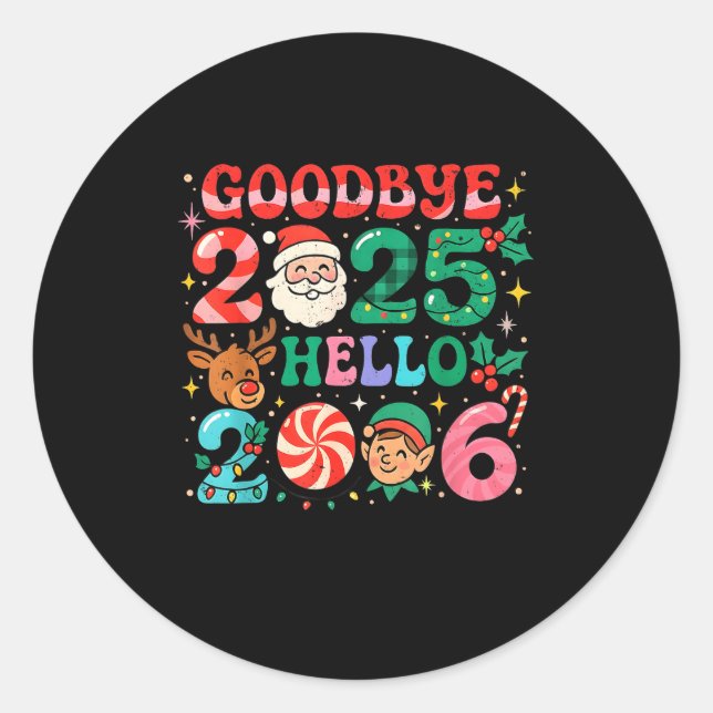 Adesivo Goodbye 2025 Hello 2026 Cute Christmas New Year  (Frente)