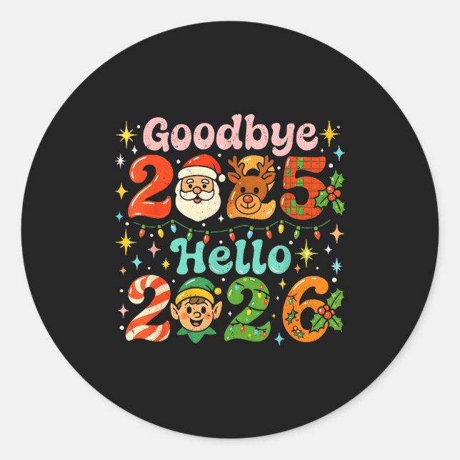 Adesivo Goodbye 2025 Hello 2026 Cute Christmas New Year  (Frente)