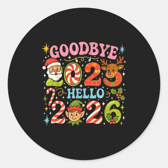 Adesivo Goodbye 2025 Hello 2026 Cute Christmas New Year  (Frente)