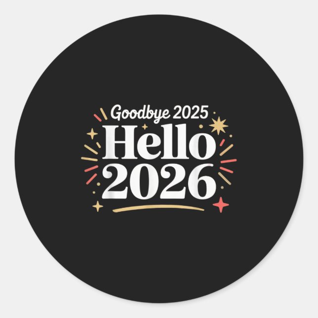 Adesivo Goodbye 2025 Hello 2026 Happy New Year Confetti  (Frente)