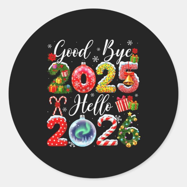 Adesivo Goodbye 2025 Hello 2026 Merry Christmas Happy New  (Frente)