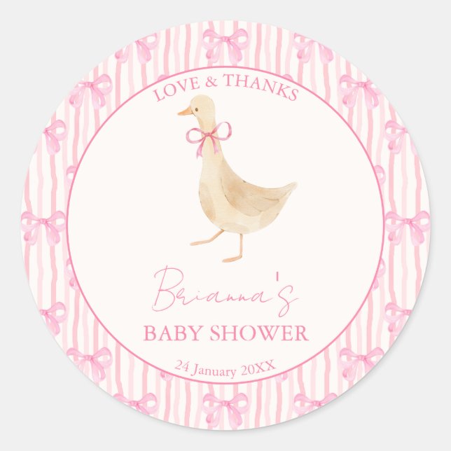Adesivo Goose nursery rhymes baby shower pink personalized (Frente)