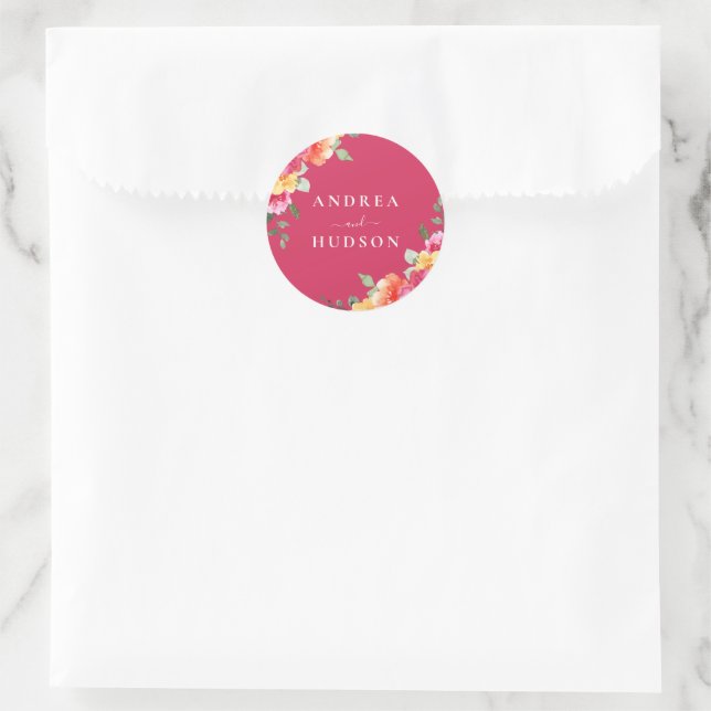 Adesivo Gorgeous Pink Watercolor Flowers Wedding (Bolsa)