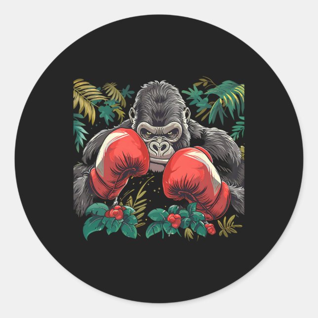 Adesivo Gorila Boxeando Com Luvas de Boxe Kickboxing Engra (Frente)