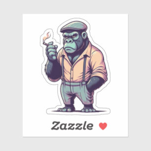 Adesivo gorila gangster, animais loucos