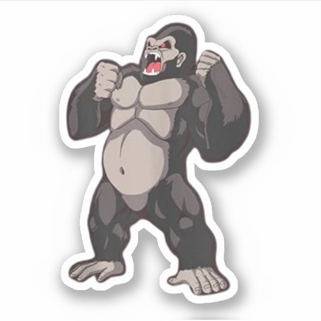Adesivo Gorila Rugindo Macaco Primata (Frente)