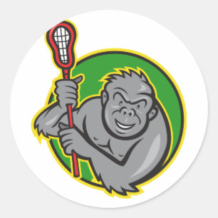 Adesivo Gorilla Ape Com Cartoon De Lacrosse Stick