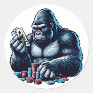 Adesivo gorilla ape jogando cartas jogando pôquer casino