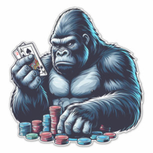 Adesivo gorilla ape jogando cartas jogando pôquer casino