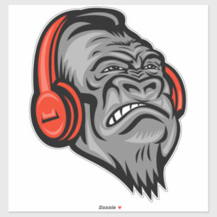 Adesivo Gorilla fones de ouvido O Rosto Grande Da Montanha
